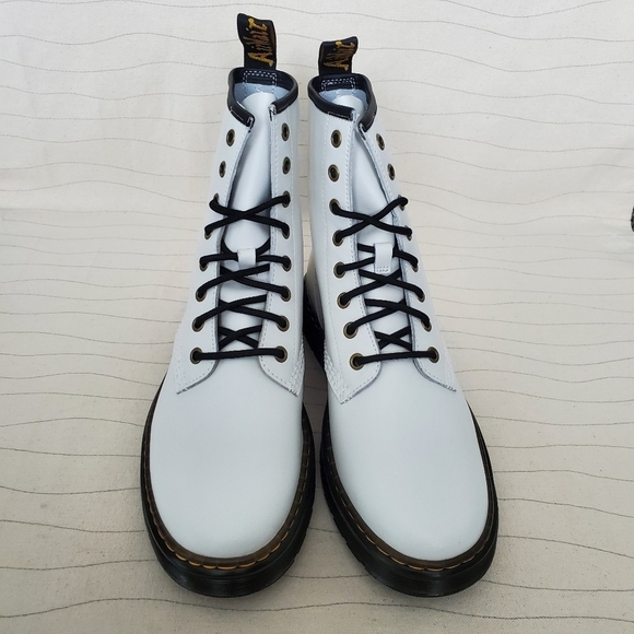 NEW Dr Martens Womens Zavala T Lamper Combat Boots Leather White Size 10 - Picture 3 of 10